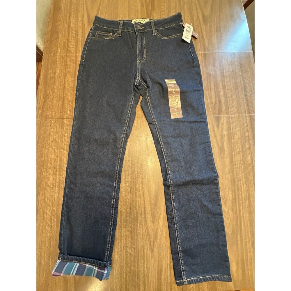 Bit & Bridle Plaid Cotton Flannel Lined Jeans Women’s Sz 6 Outdoors Cozy NEW